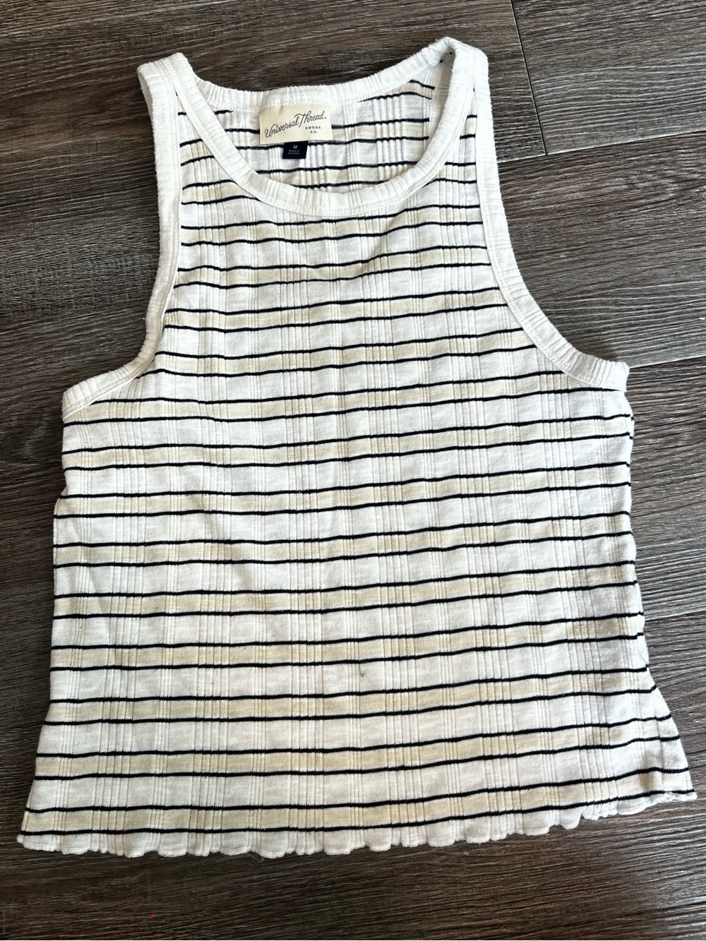 Universal Thread White Tank Top with Black Stripes